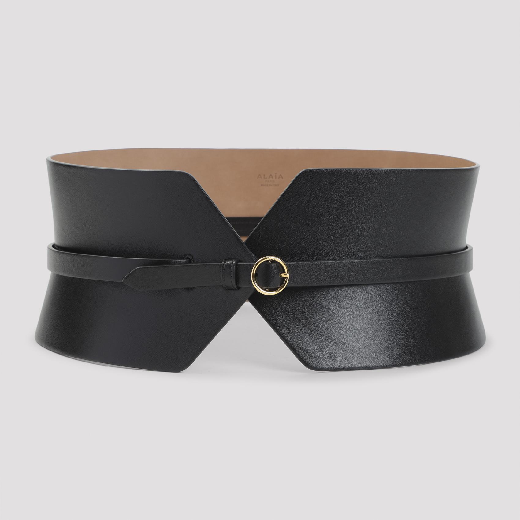 alaïa glossy bustier belt black calf leather - women