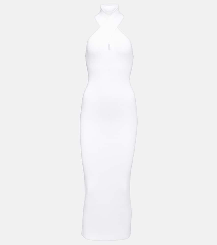 alaïa halterneck bodycon midi dress