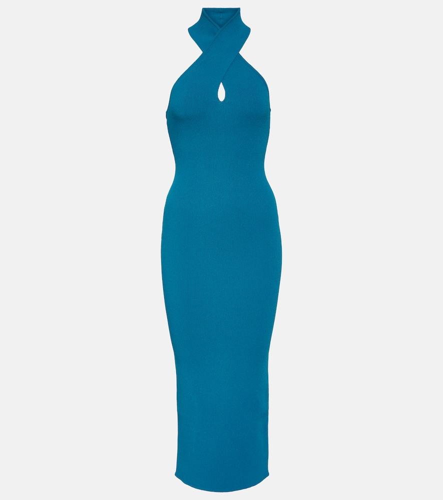 alaïa halterneck bodycon midi dress