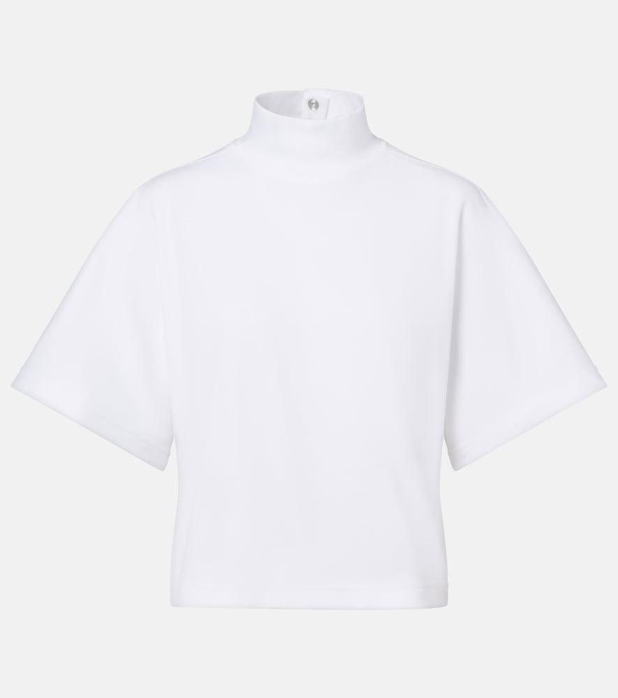 alaïa high-neck cotton jersey t-shirt