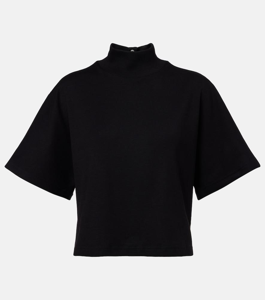alaïa high-neck cotton jersey t-shirt