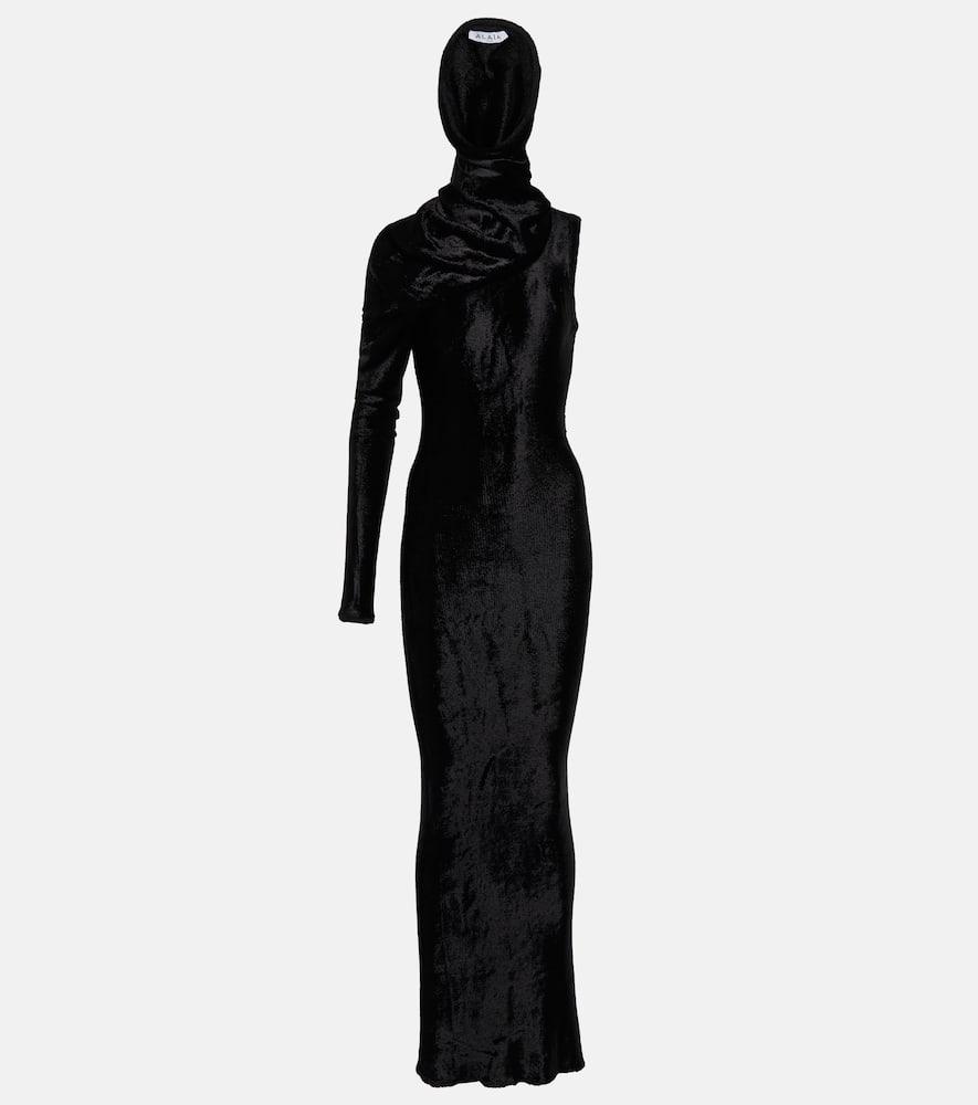 alaïa hooded asymmetric gown