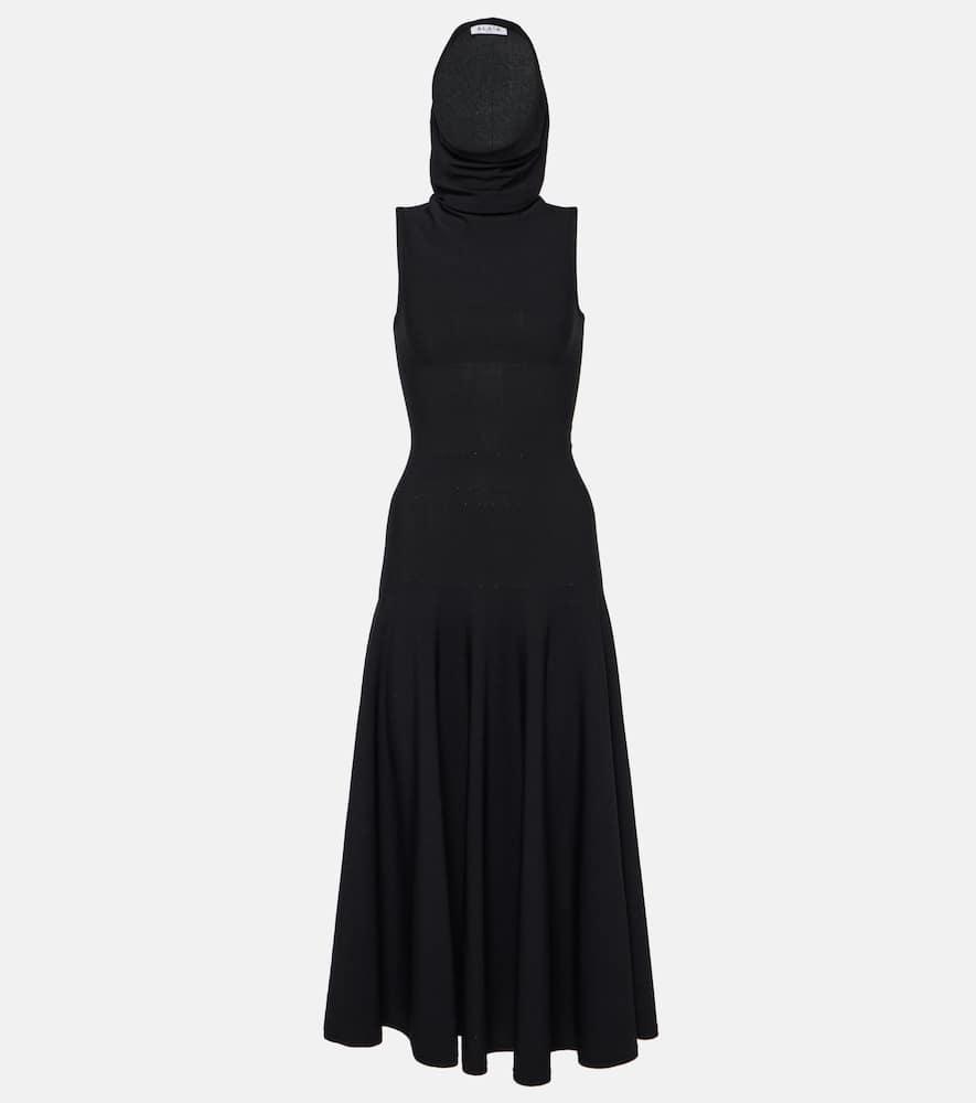 alaïa hooded jersey midi dress