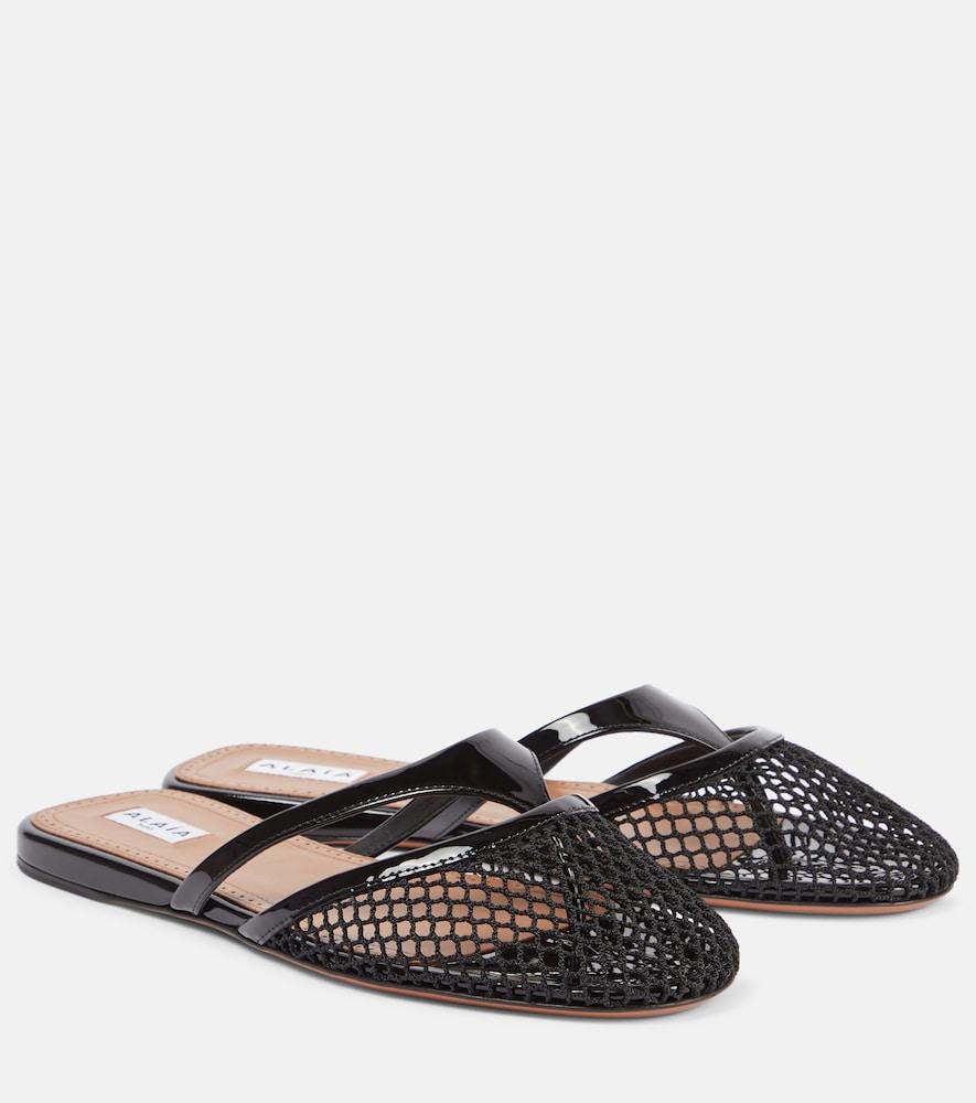 alaïa infradito fishnet leather