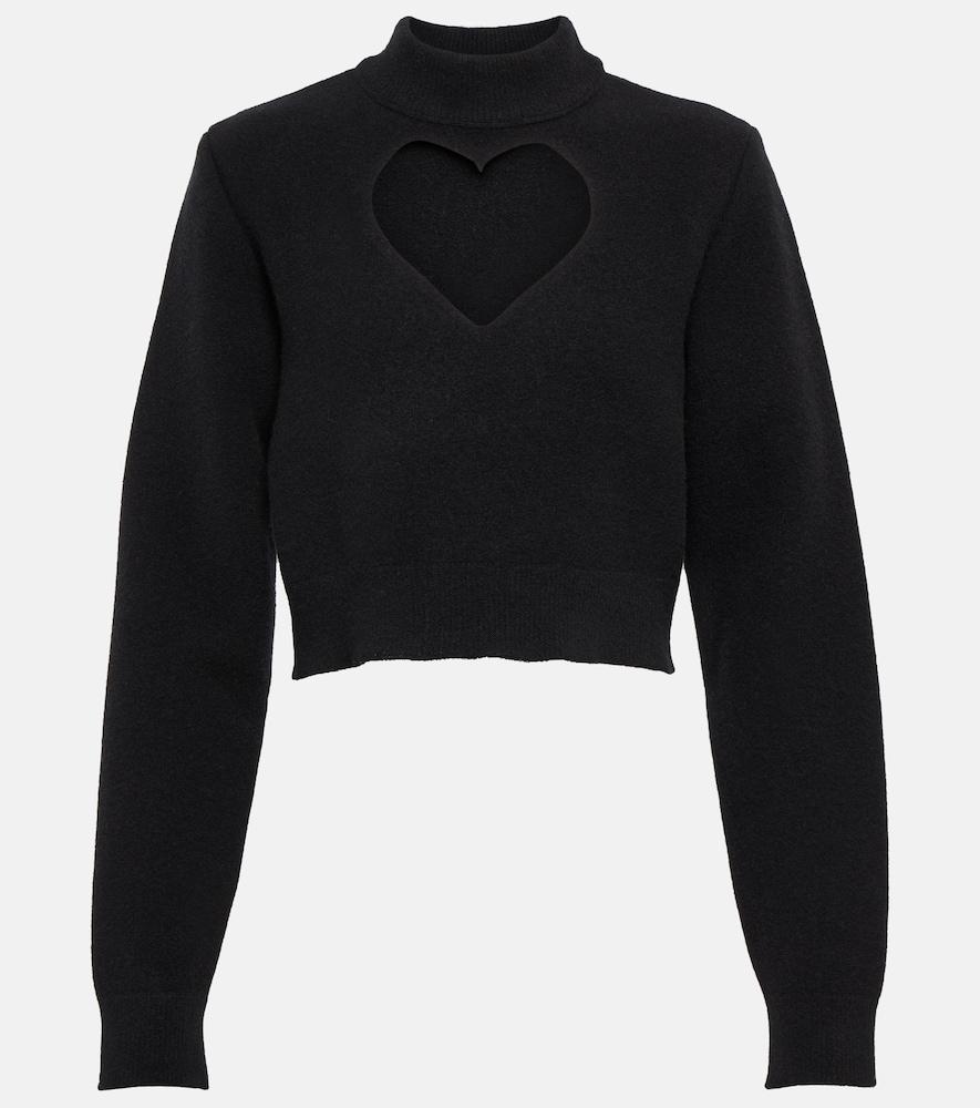 alaïa keyhole virgin wool cropped sweater