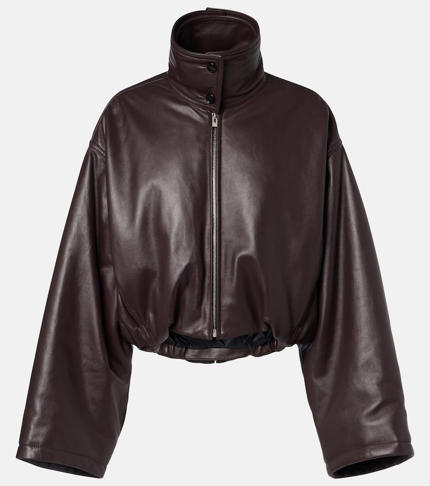 alaïa layered leather bomber jacket