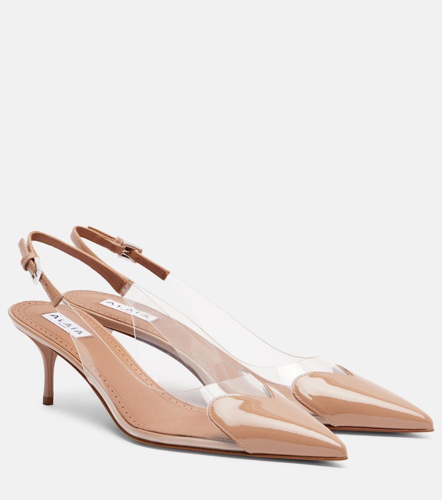 alaïa le caur 55 leather and pu slingback pumps