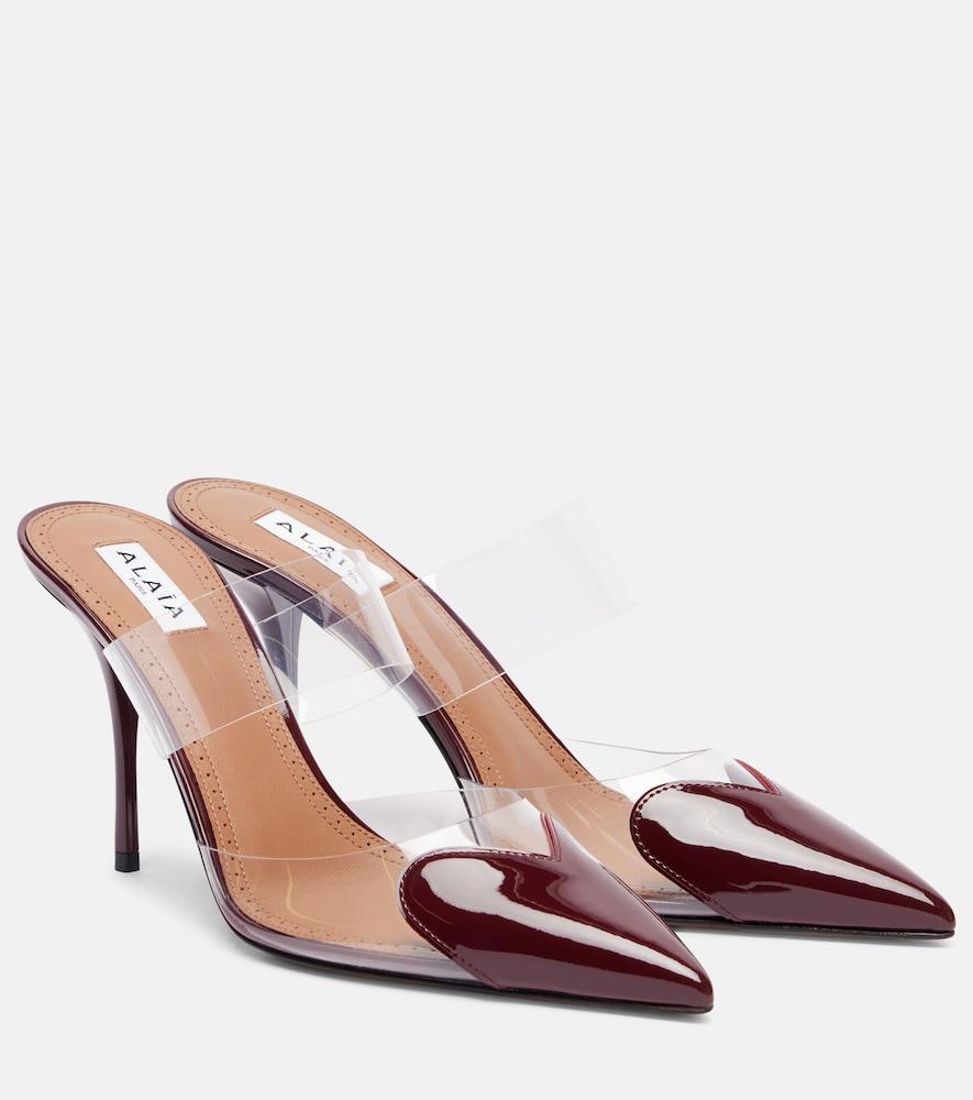 alaïa le caur 90 patent leather and pu mules