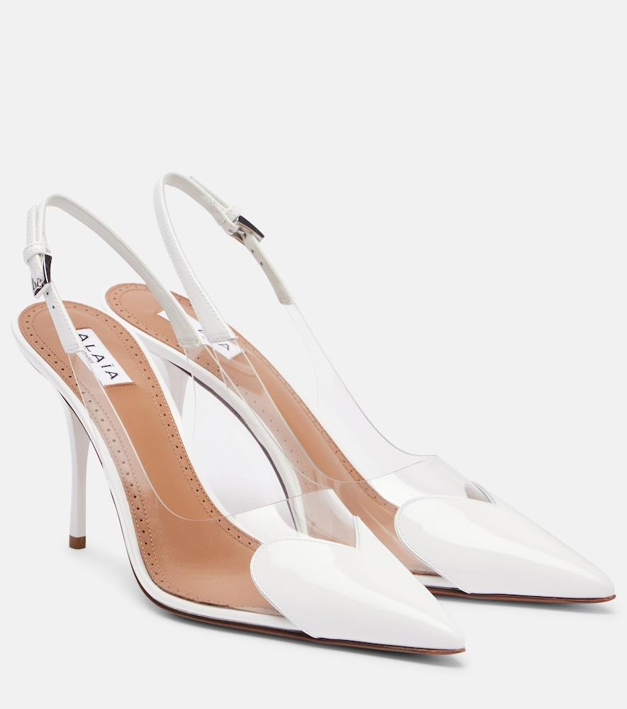 alaïa le caur 90 patent leather slingback pumps