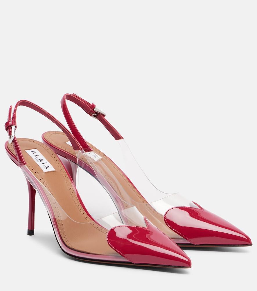 alaïa le caur 90 patent leather slingback pumps