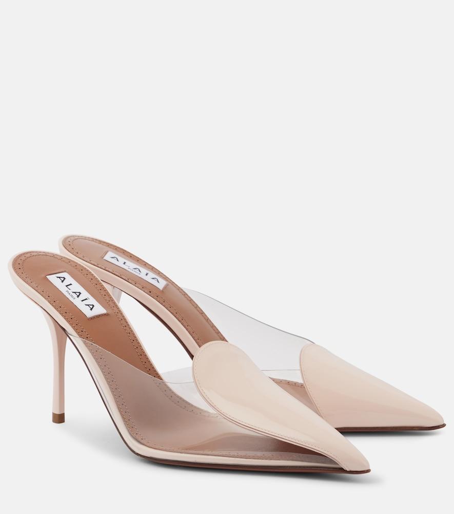 alaïa le caur abstrait 90 patent leather mules