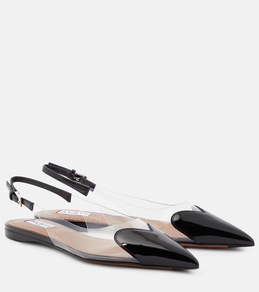 alaïa le caur patent leather and pu slingback flats