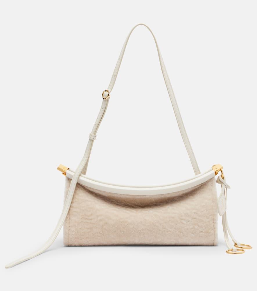alaïa le click east west small shearling shoulder bag
