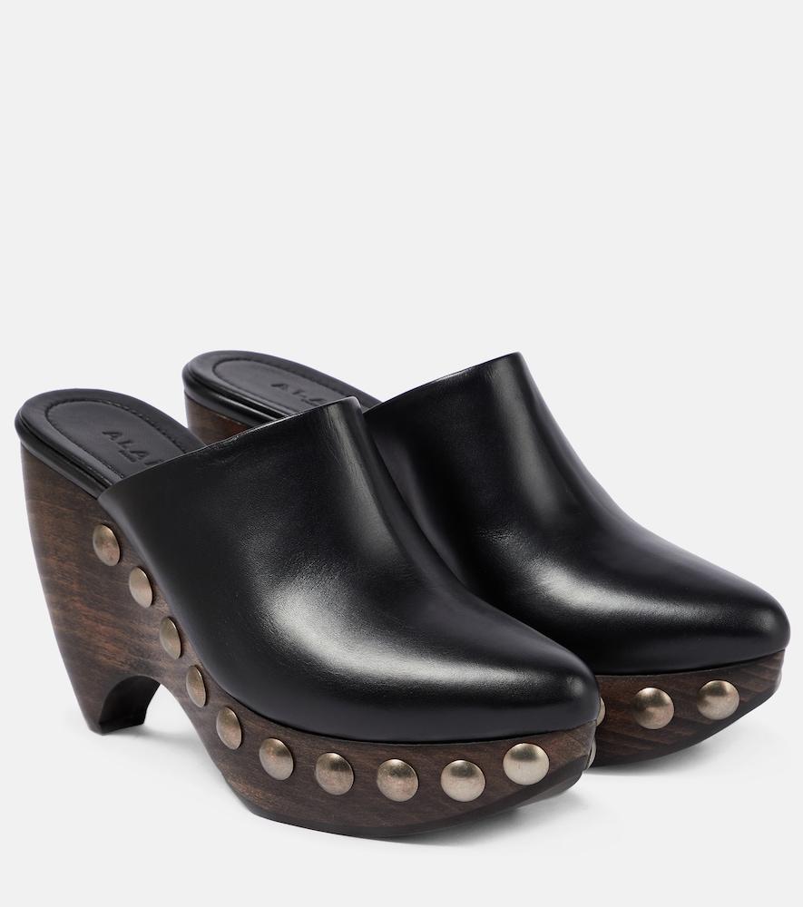 alaïa le sabot leather and wood pumps