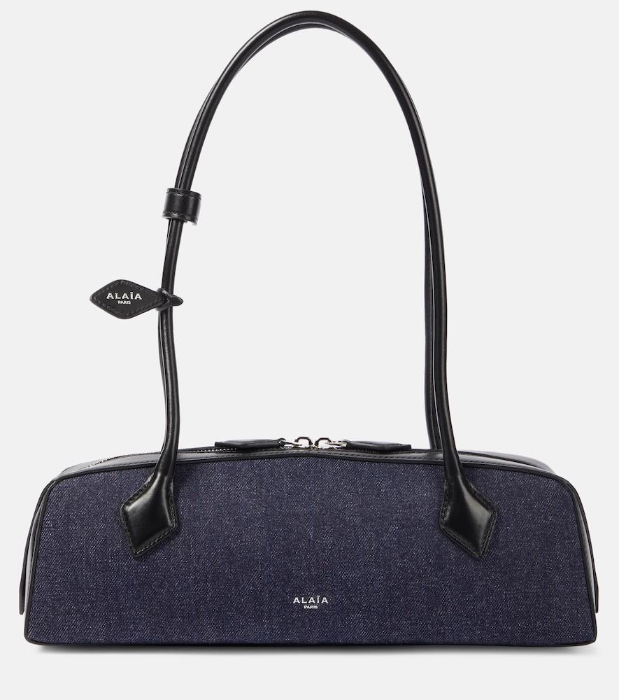 alaïa le teckel medium denim shoulder bag