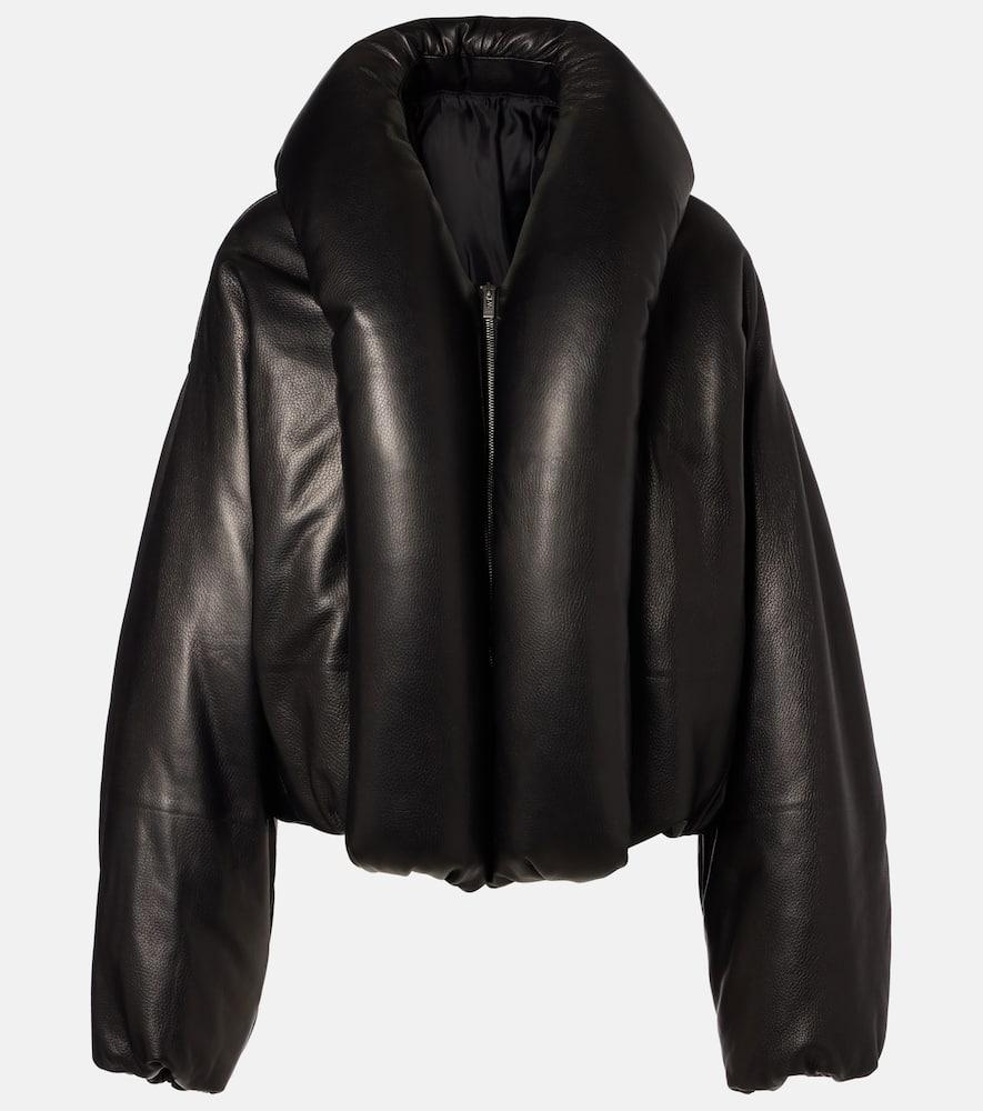 alaïa leather bomber jacket