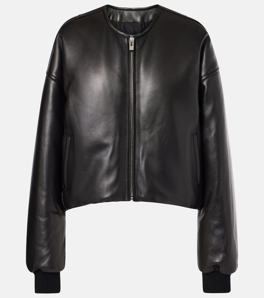 alaïa leather bomber jacket