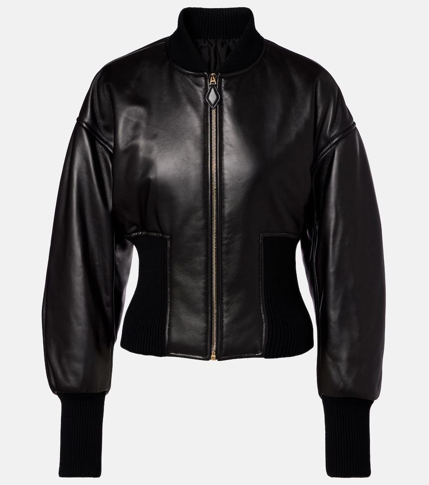 alaïa leather bomber jacket