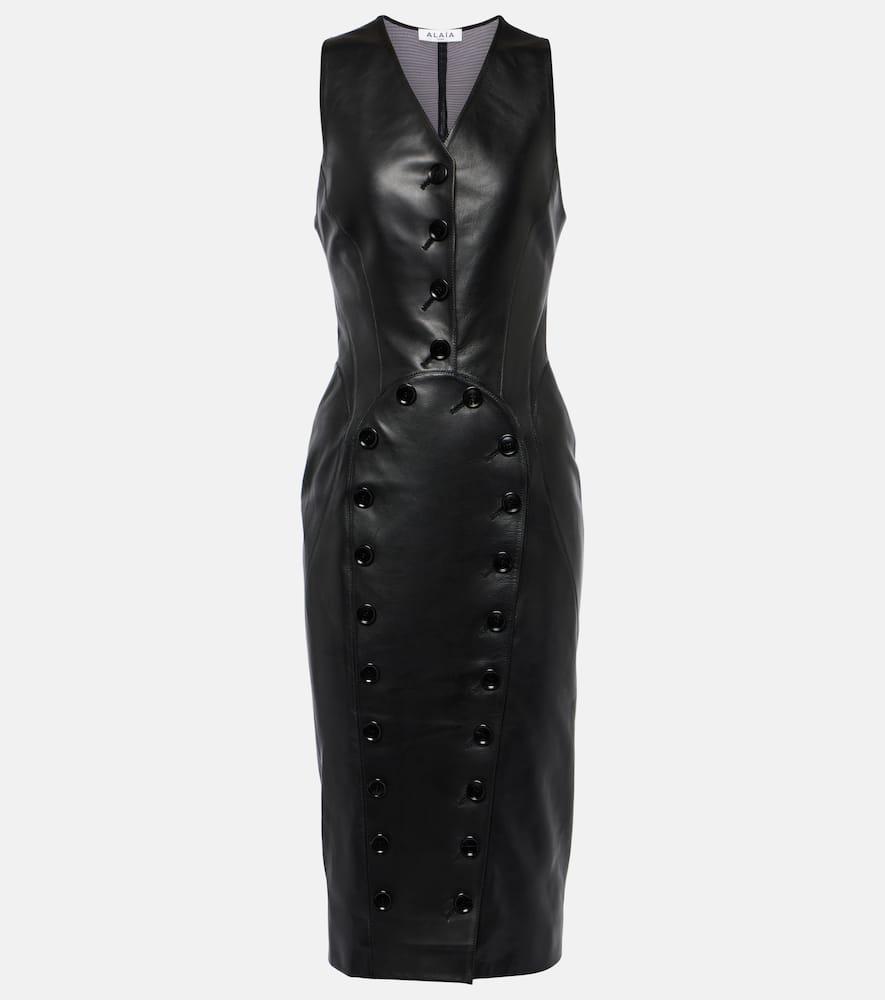 alaïa leather midi dress
