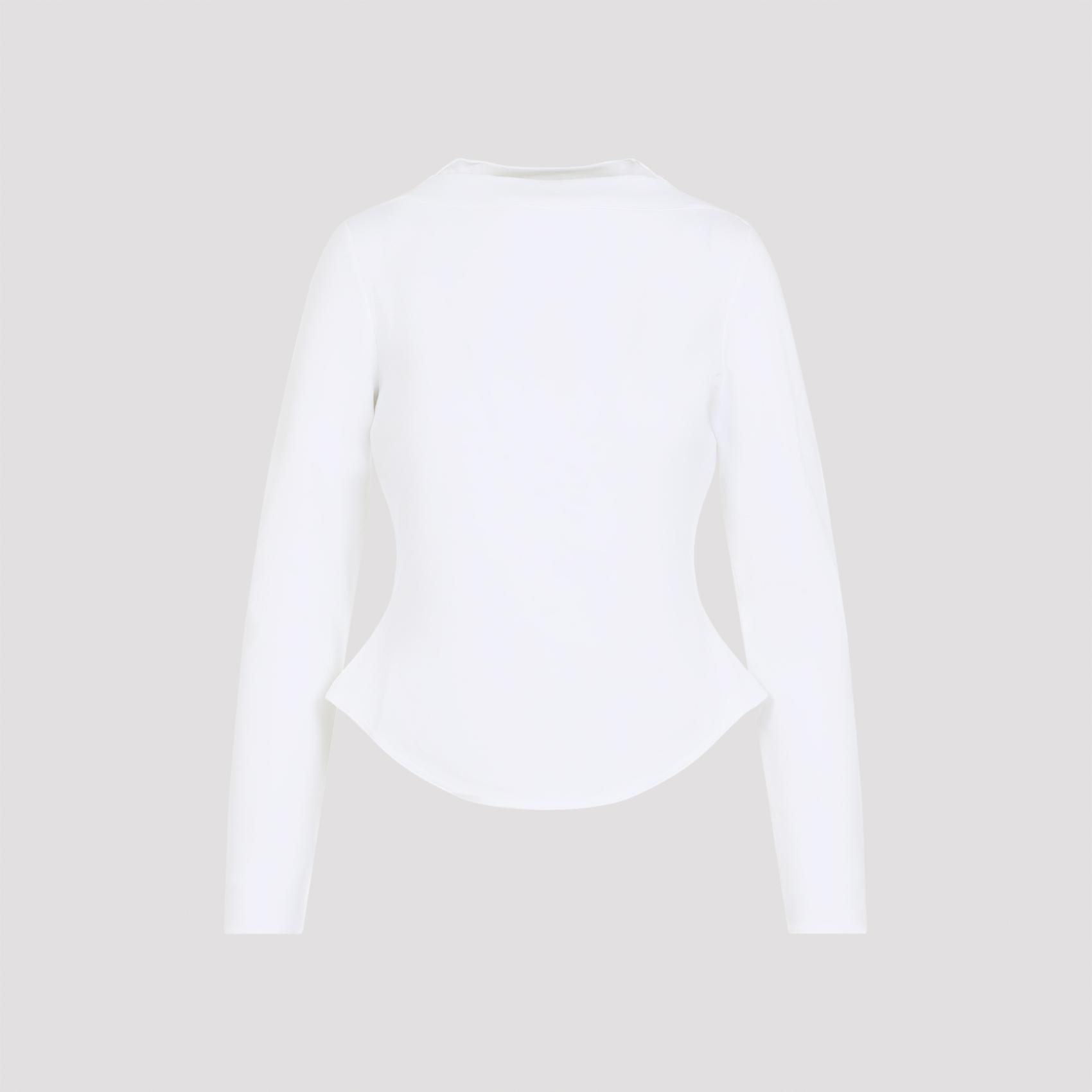 alaïa ls t-shirt white cotton polyamide tshirt - women
