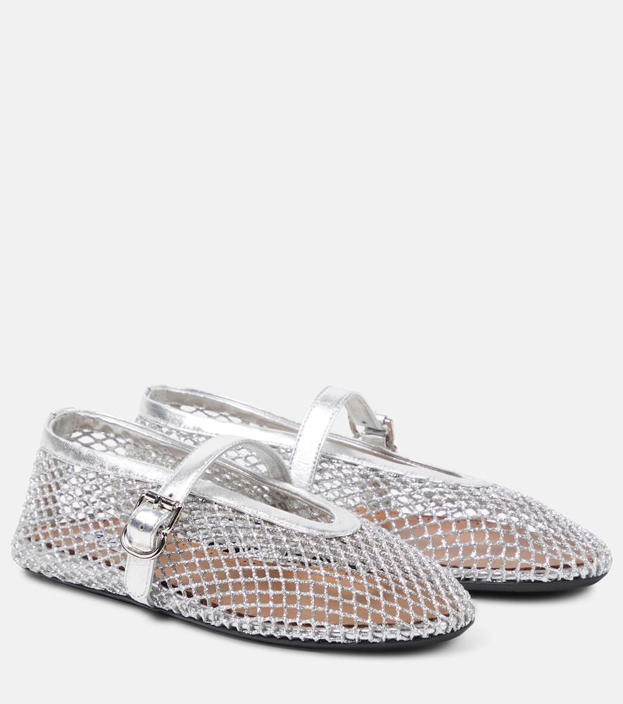 alaïa metallic fishnet mary jane flats