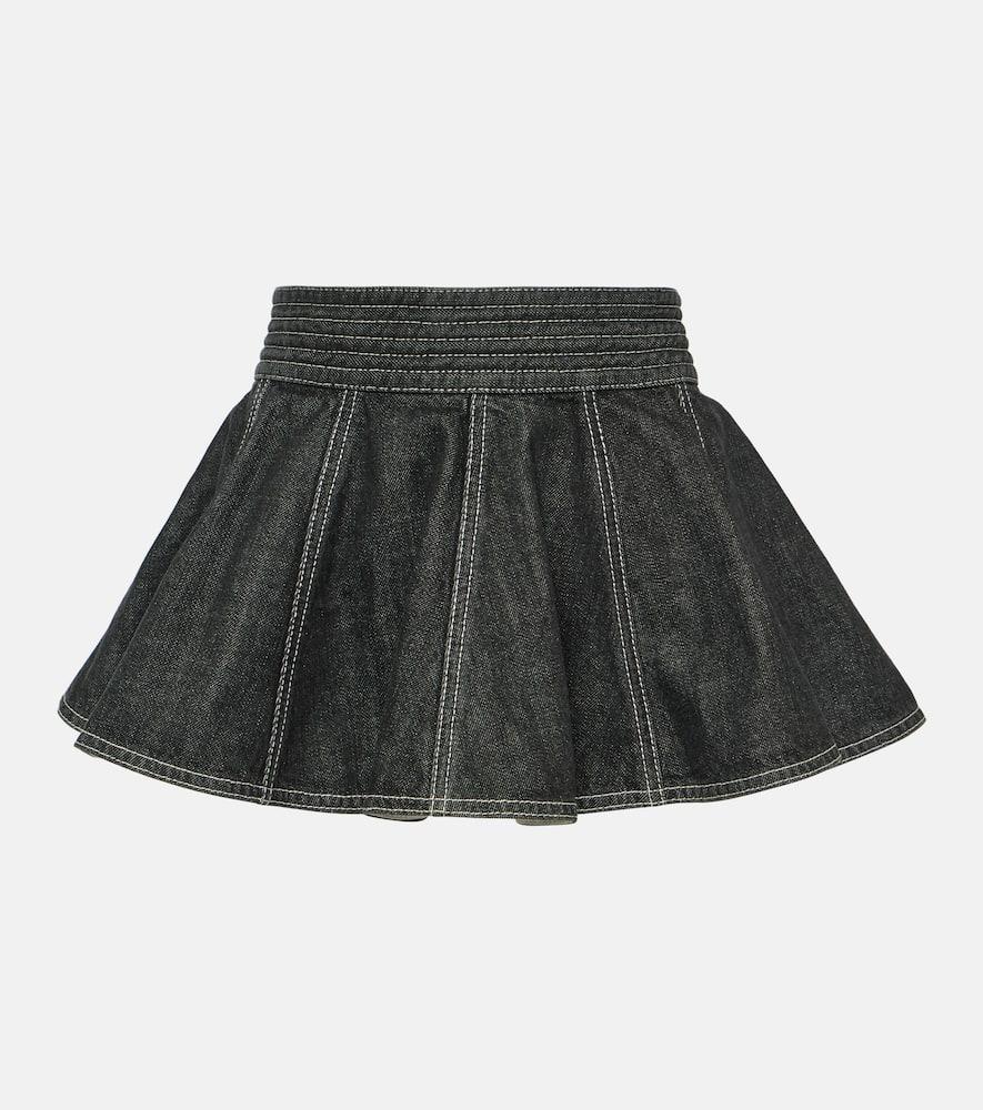 alaïa peplum denim skirt belt