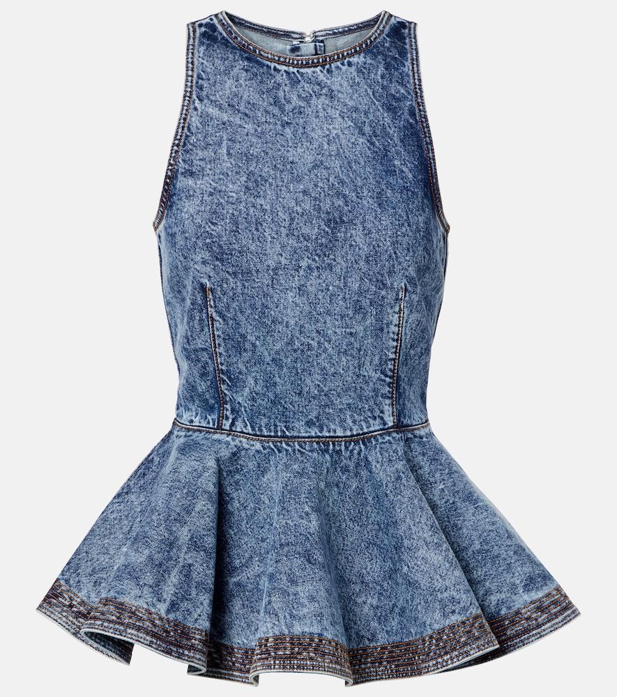 alaïa peplum denim top