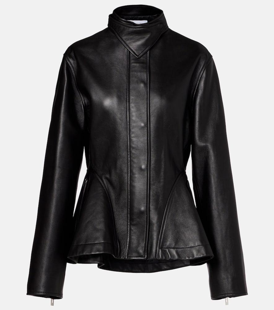 alaïa peplum leather jacket