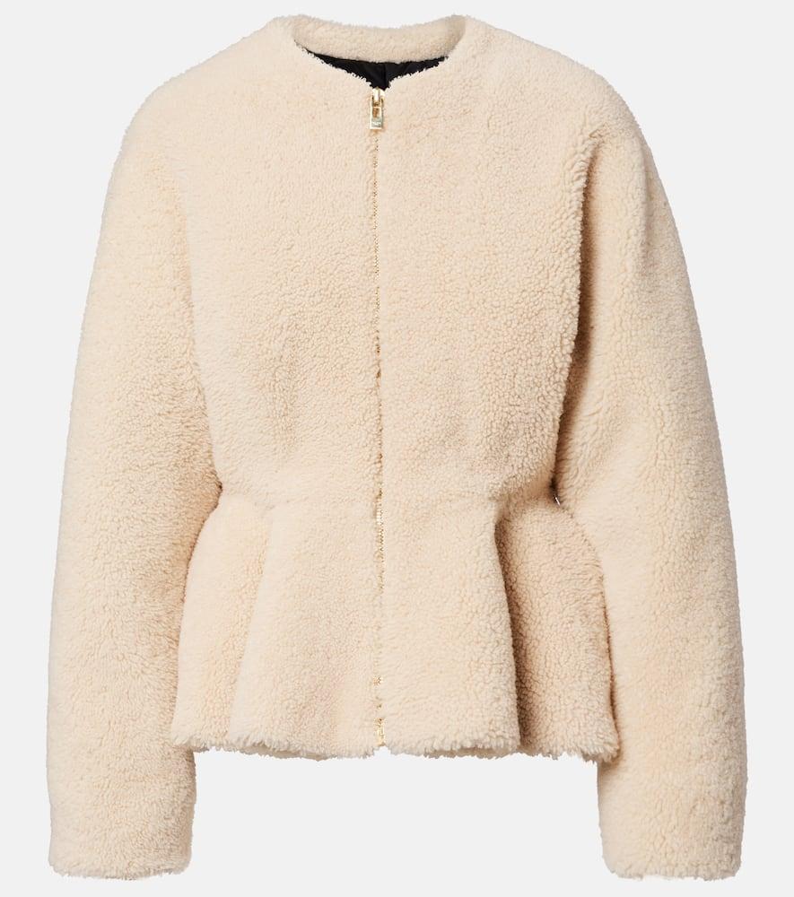 alaïa peplum shearling jacket