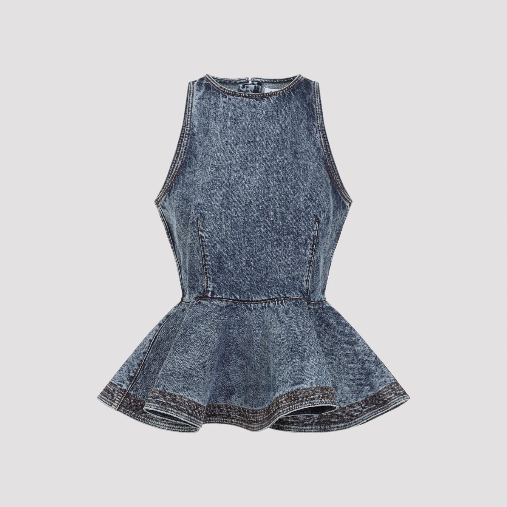alaïa peplum top blue cotton polyurethane - women
