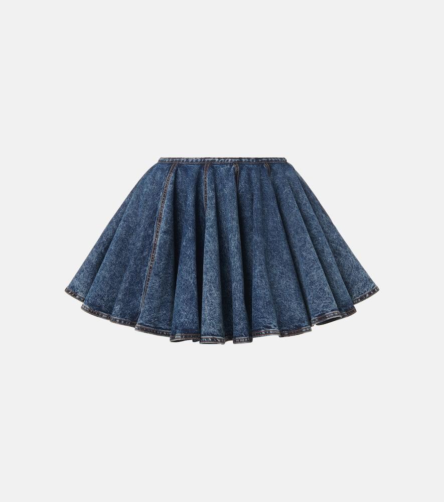 alaïa pleated denim miniskirt
