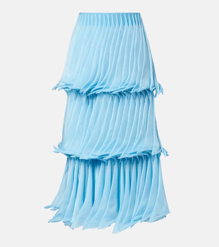 alaïa pleated tiered maxi skirt