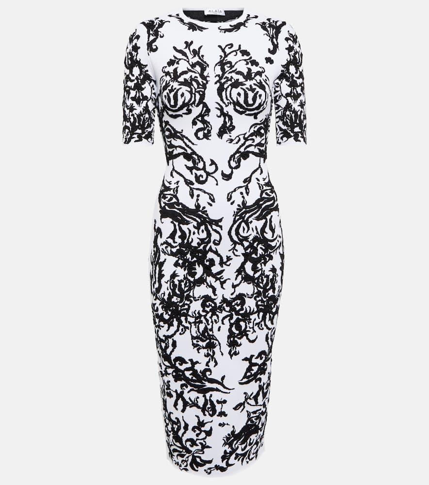 alaïa printed midi dress