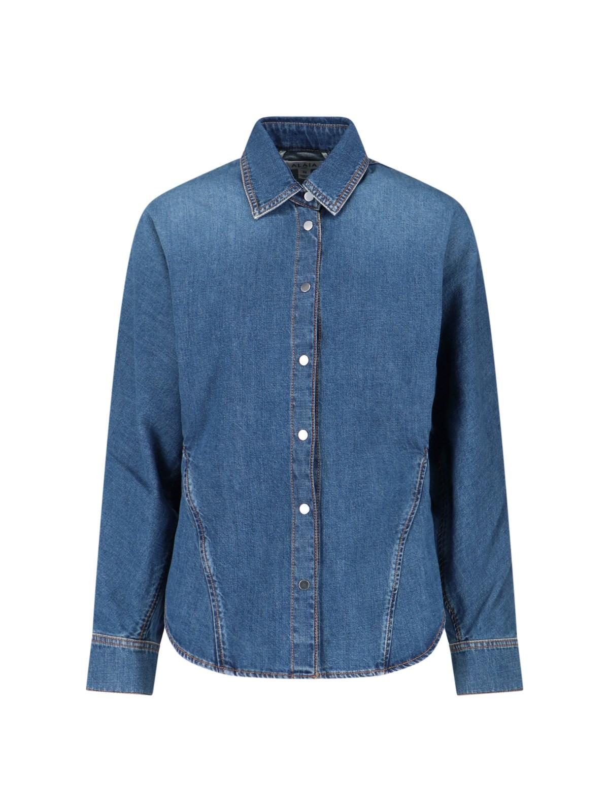 alaïa rounded denim shirt