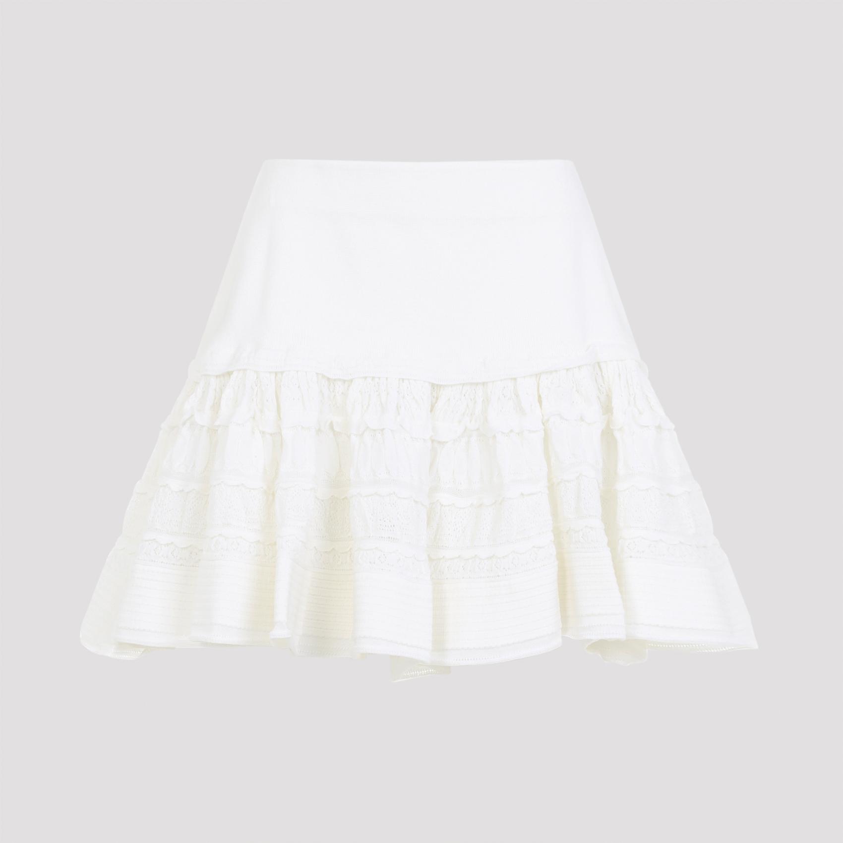 alaïa ruffle mini skirt white wool polyamide elastane - women