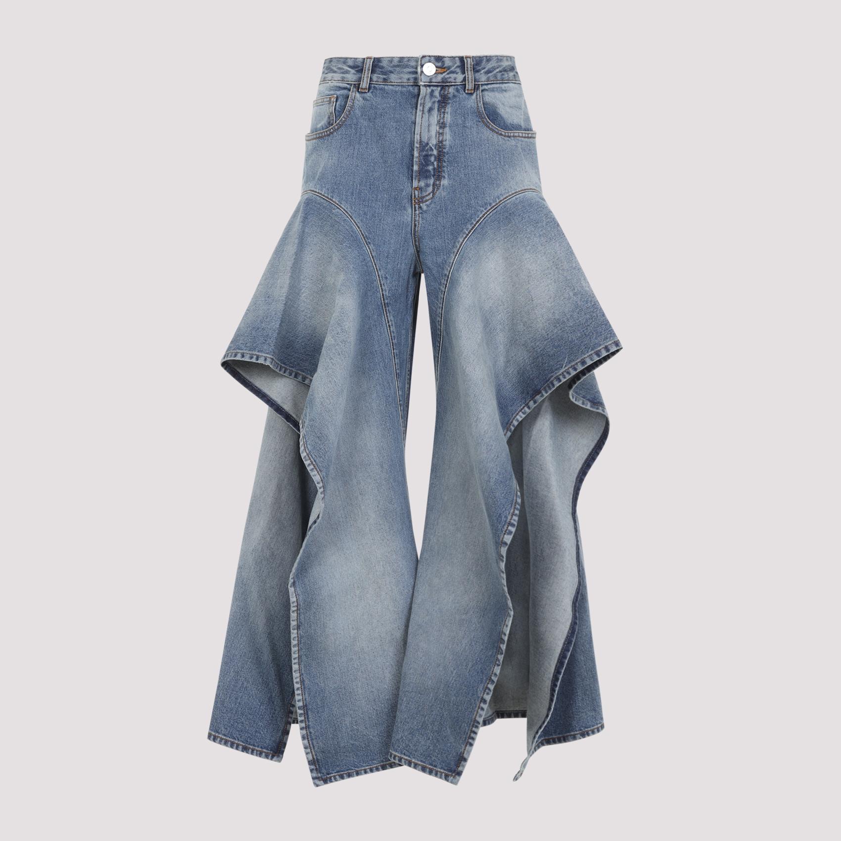 alaïa ruffle pants blue cotone polyurethane - women