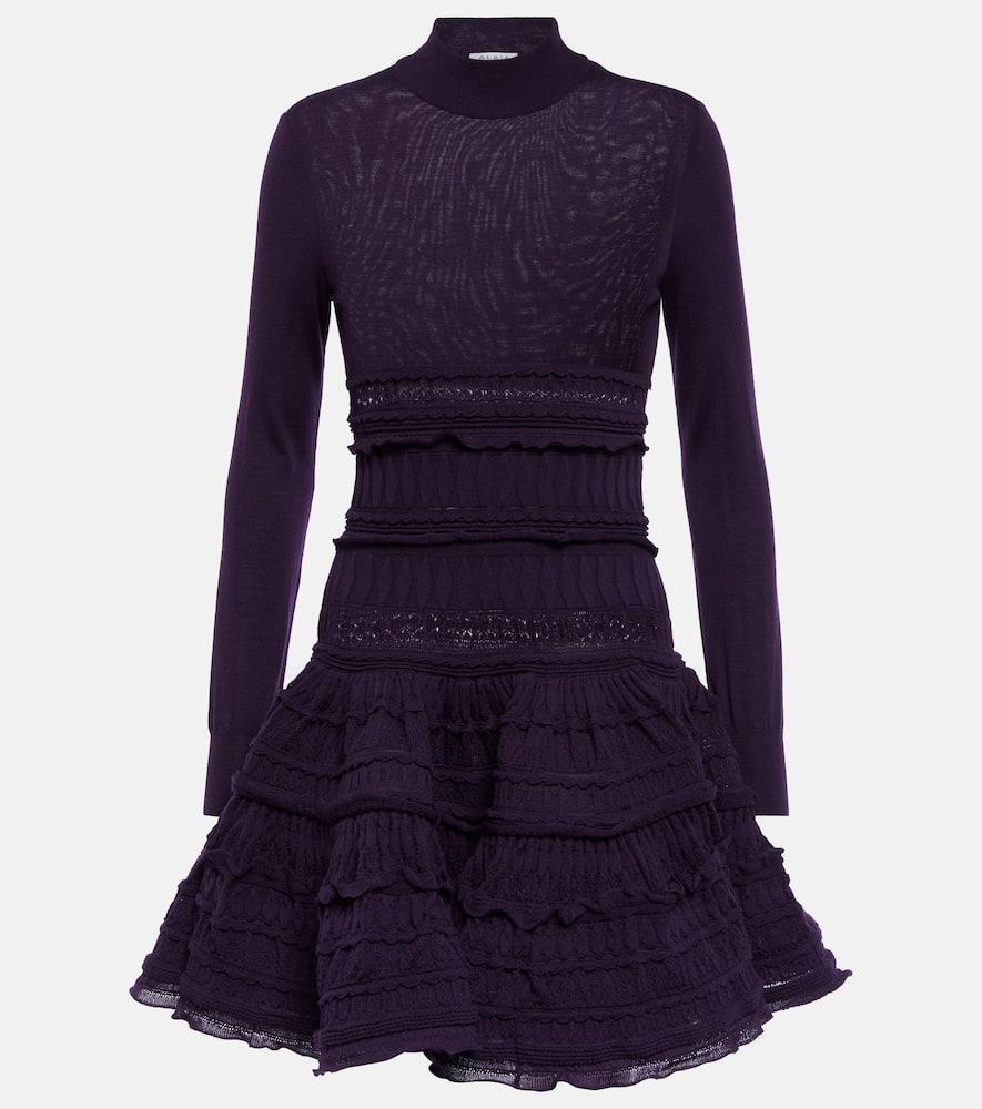 alaïa ruffle virgin wool minidress