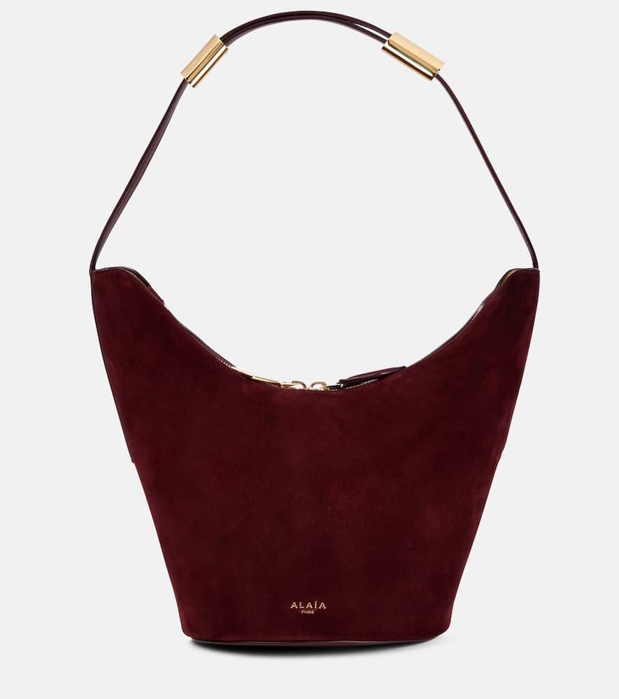 alaïa shape small suede and leather bucket bag