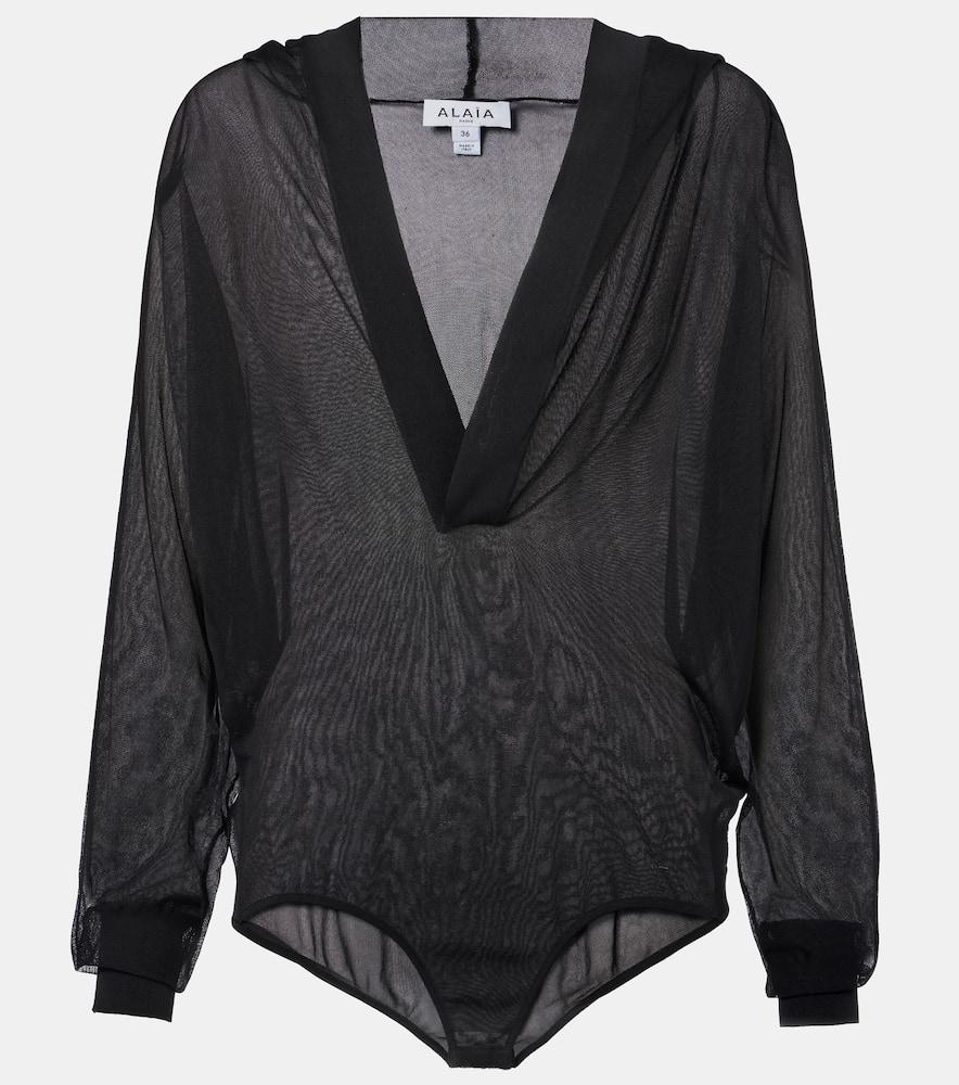 alaïa sheer hooded bodysuit