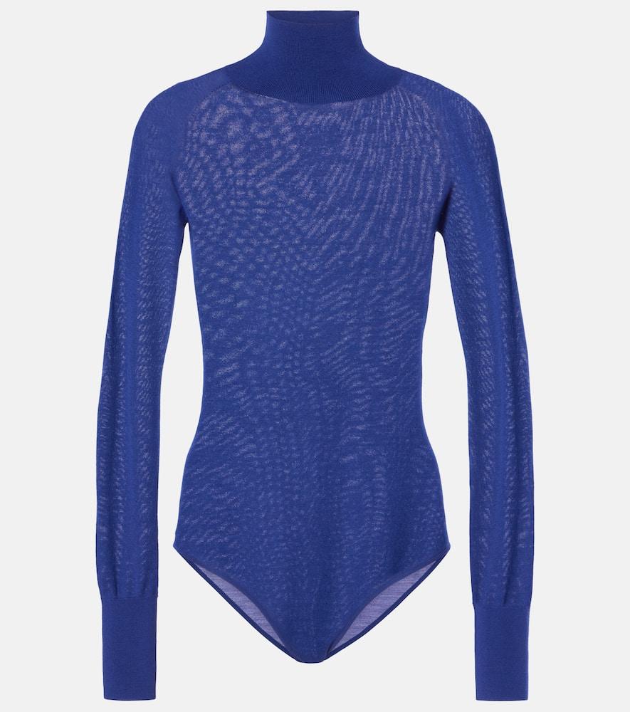 alaïa sheer turtleneck wool bodysuit
