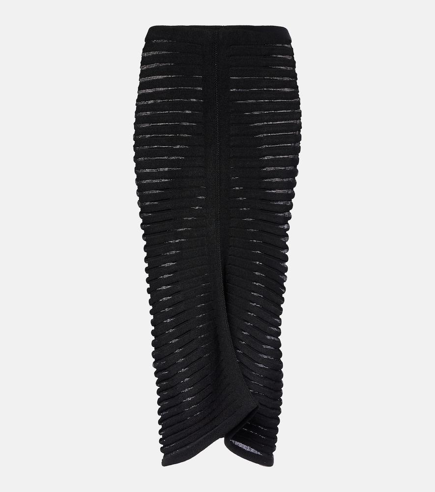 alaïa skeleton knitted midi skirt