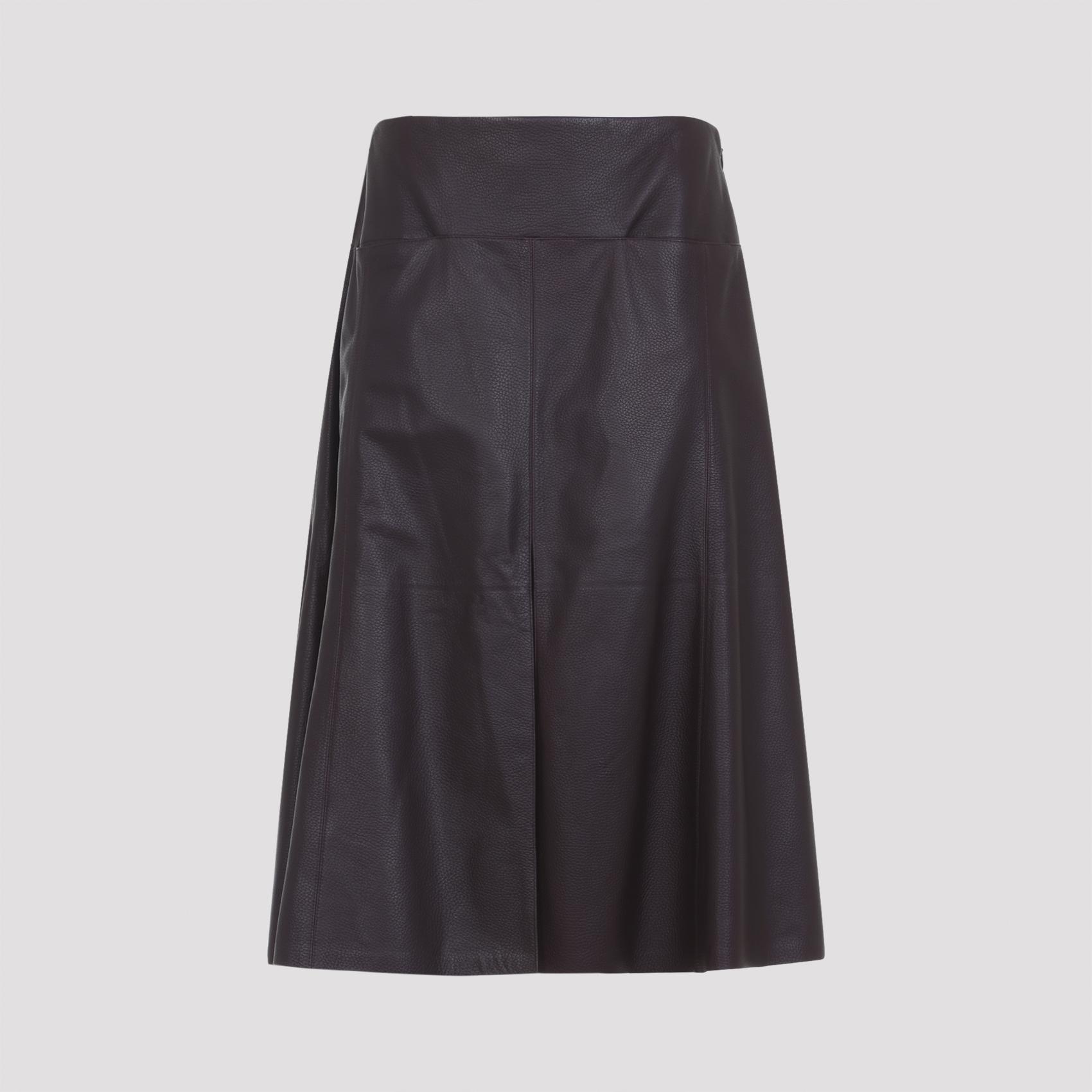 alaïa slit midi skirt pink & purple lamb leather - women