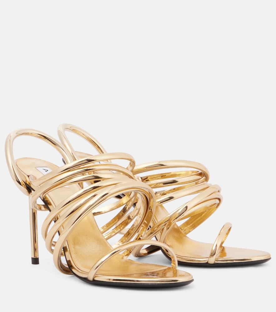 alaïa spiral 90 metallic leather sandals