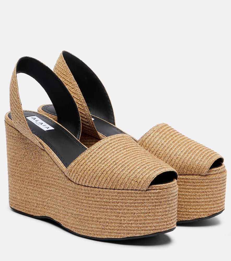 alaïa straw wedge sandals
