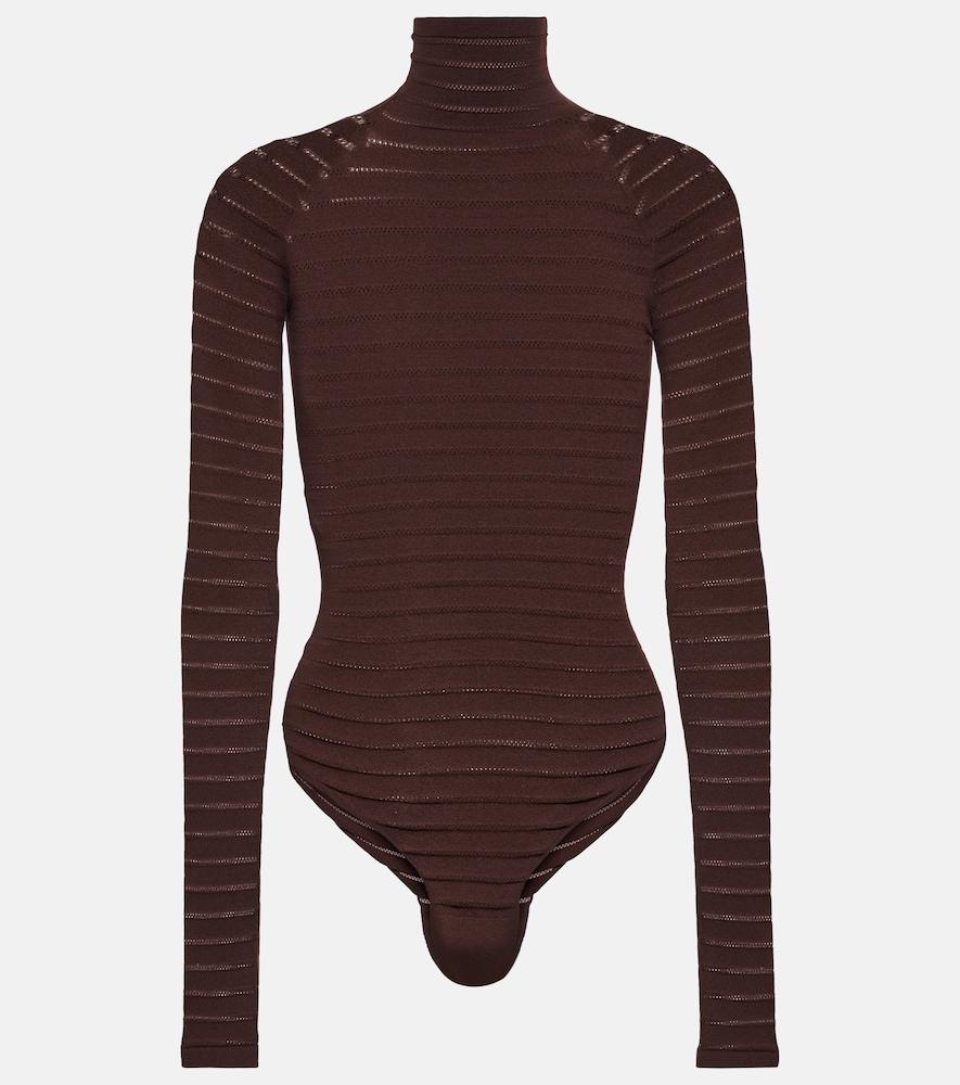 alaïa striped turtleneck bodysuit