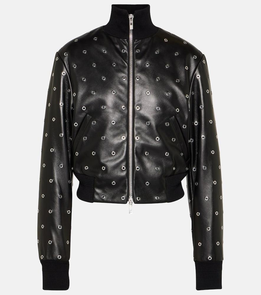 alaïa studded leather bomber jacket