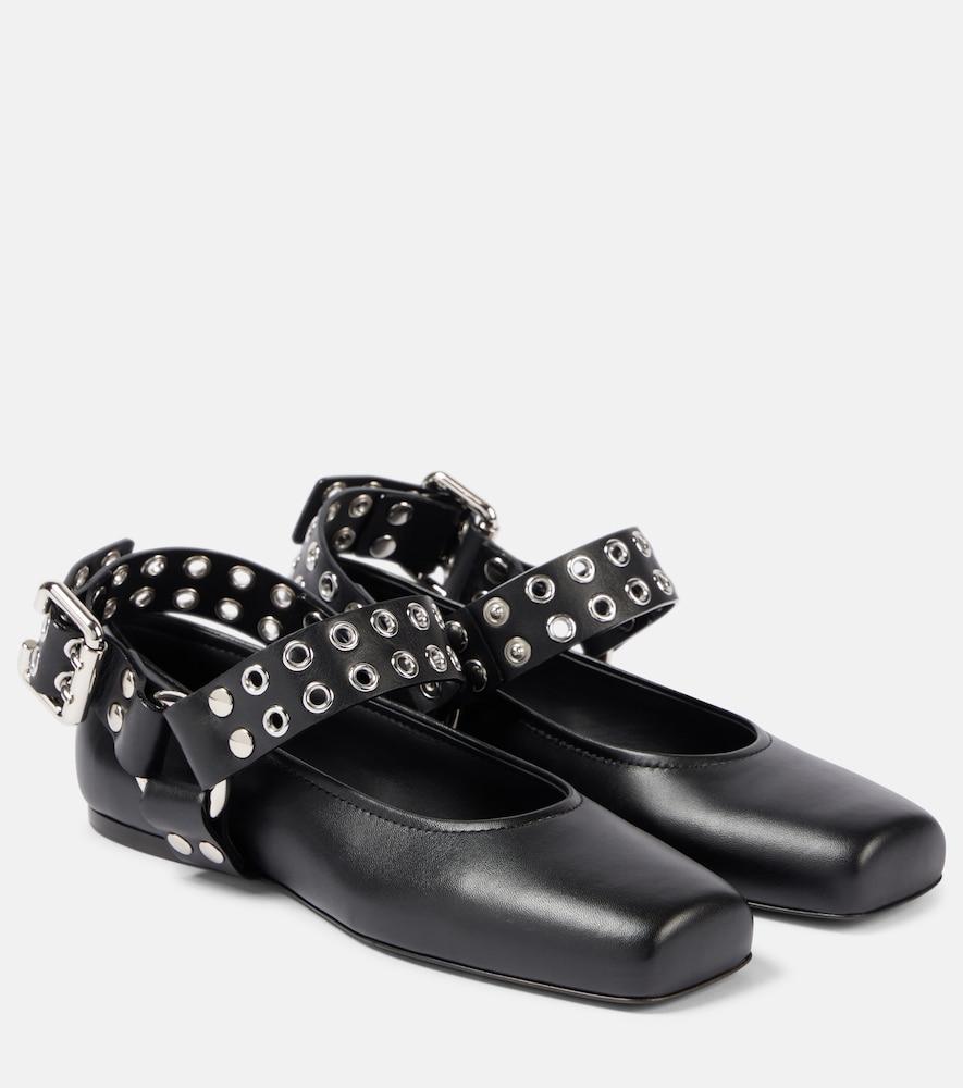 alaïa studded leather mary jane flats