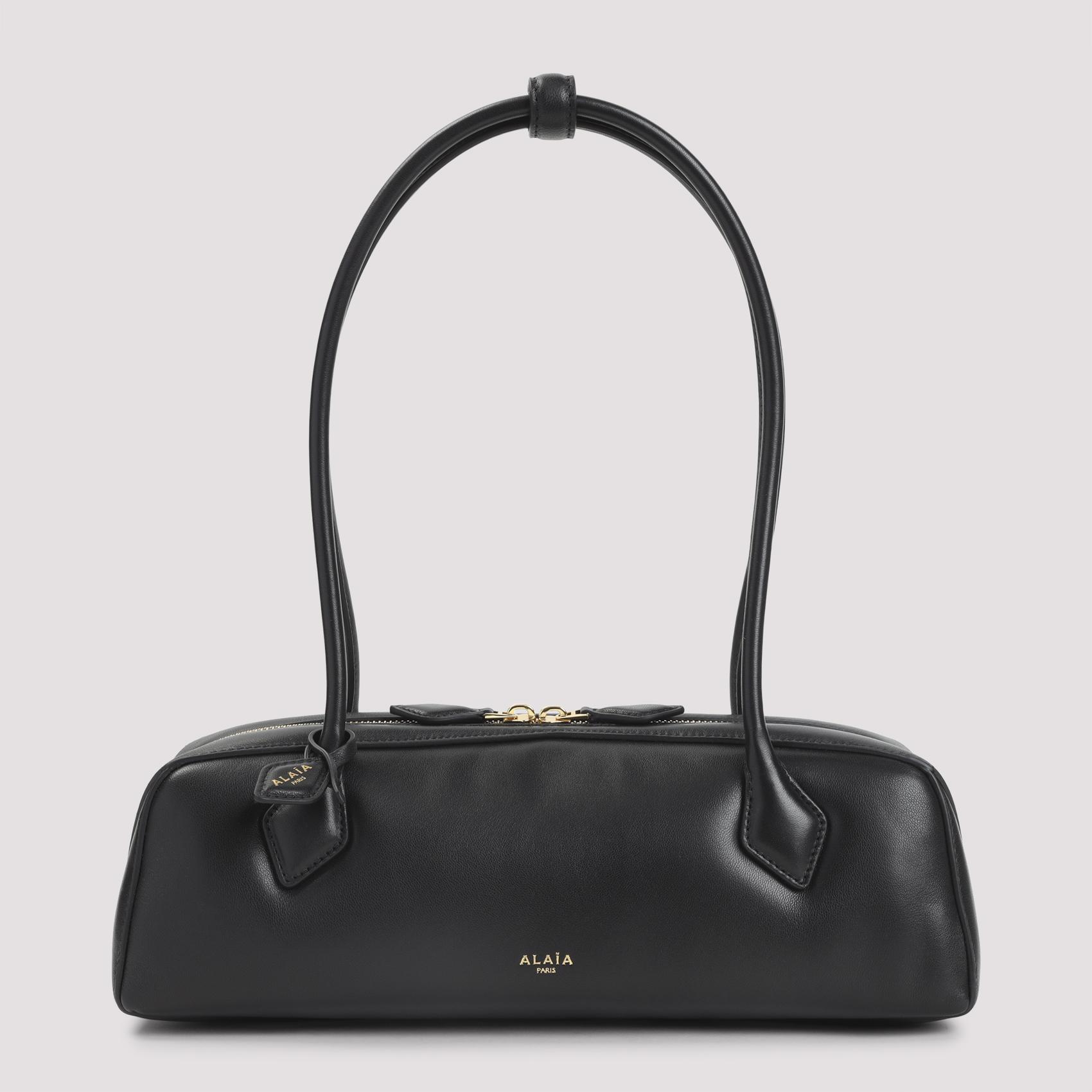 alaïa teckel medium padded shoulder bag black lamb leather - women