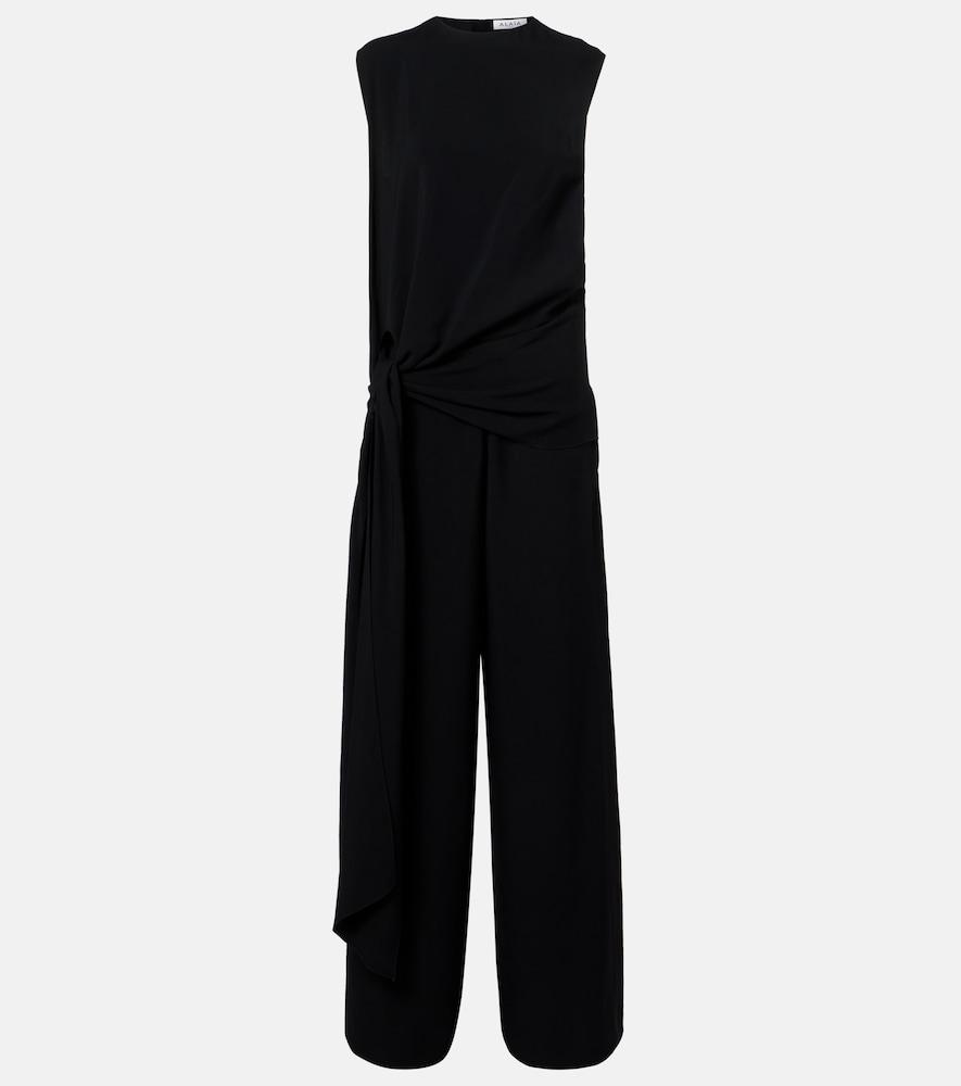 alaïa tie gathered jersey jumpsuit