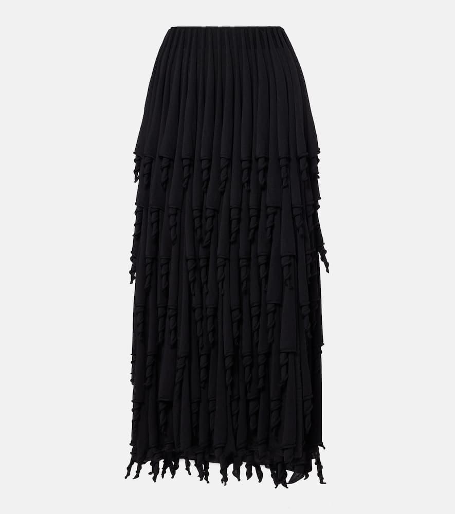 alaïa tiered wool and silk maxi skirt